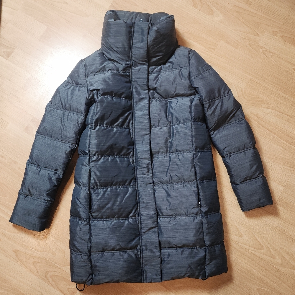 Lorna Jane Down Fill Puffer Grey Coat Longline Size Small